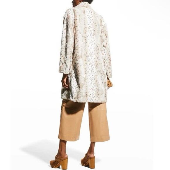 Johnny Was Artic Lynx faux fur coat jacket cardigan duster animal size L large - Picture 9 of 10